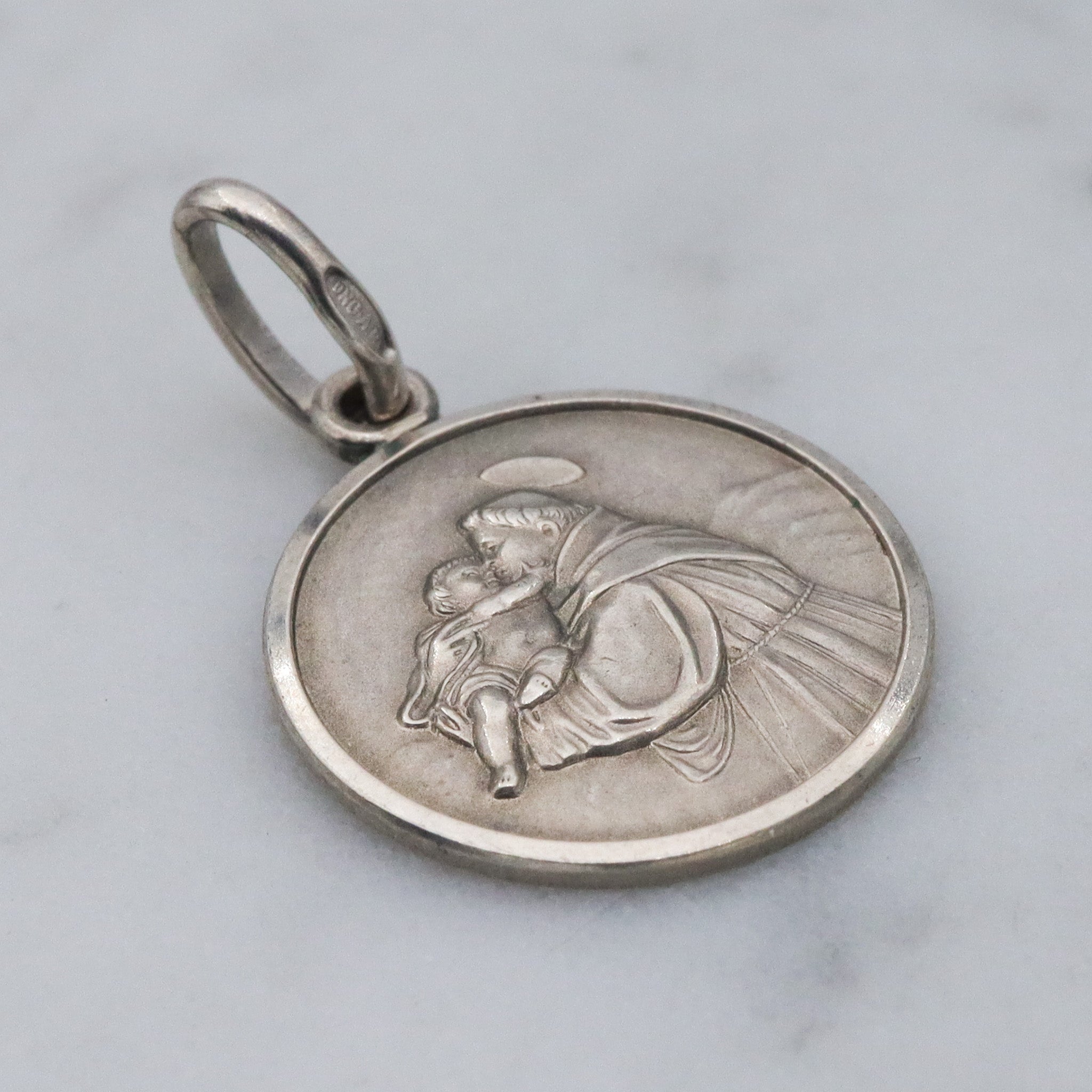 Vintage Italian .800 silver Saint Anthony medallion pendant